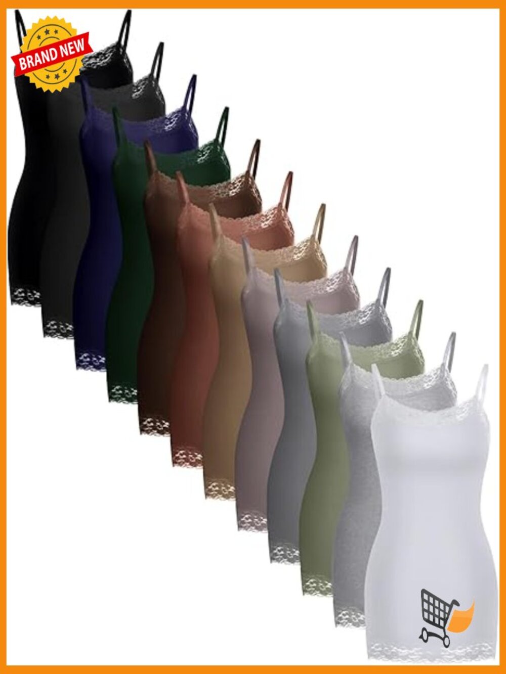 3 Pcs Lace Trim Tank Tops Adjustable Spaghetti Strap Cami Layering